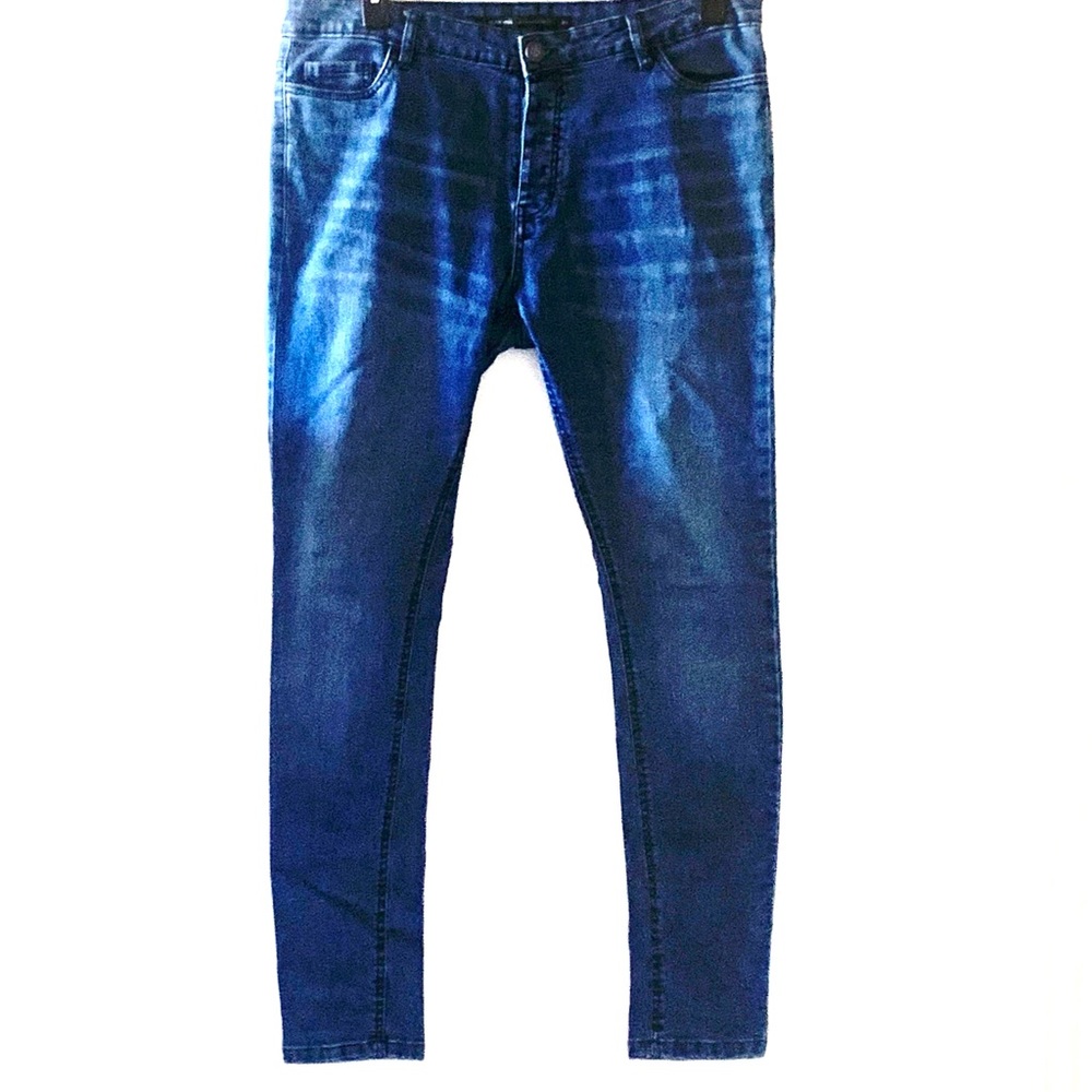 Brave Soul Mens Jeans Skinny Leg blue jean 5 pocket 41” L 36” W great condition